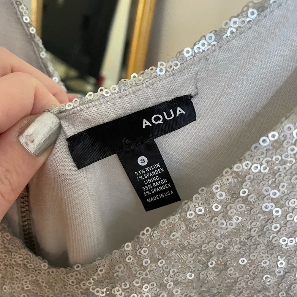 AQUA Silver Sequins Dress - Picture 6 of 7
